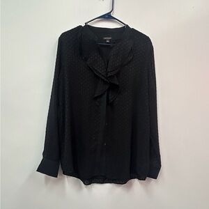 Ann Taylor Black Textured Button Up Size Large